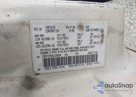 1999 Jeep Cherokee Se z USA, uszkodzony, nr VIN 1J4FF27SXXL538249